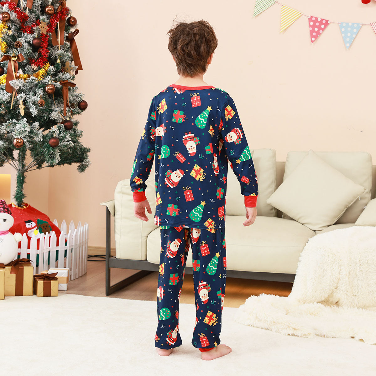 Pyjama Enfant Bleu Nuit – Motifs Festifs Colorés | PyjamaFamille®