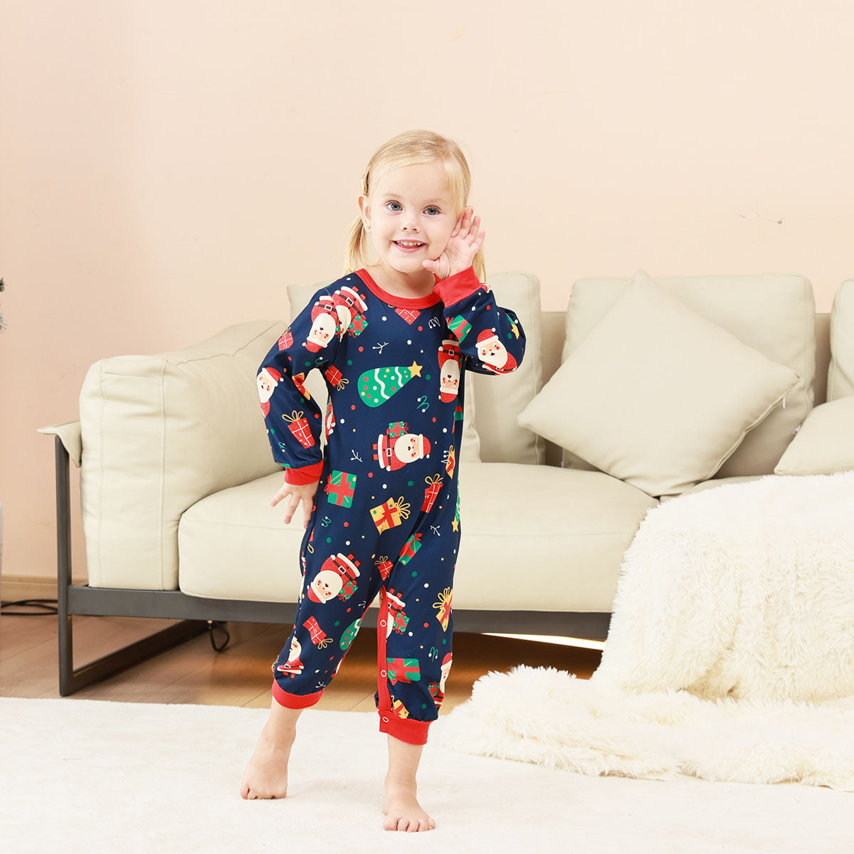 Grenouillère Bébé Bleu Nuit – Motifs Festifs Colorés | PyjamaFamille®