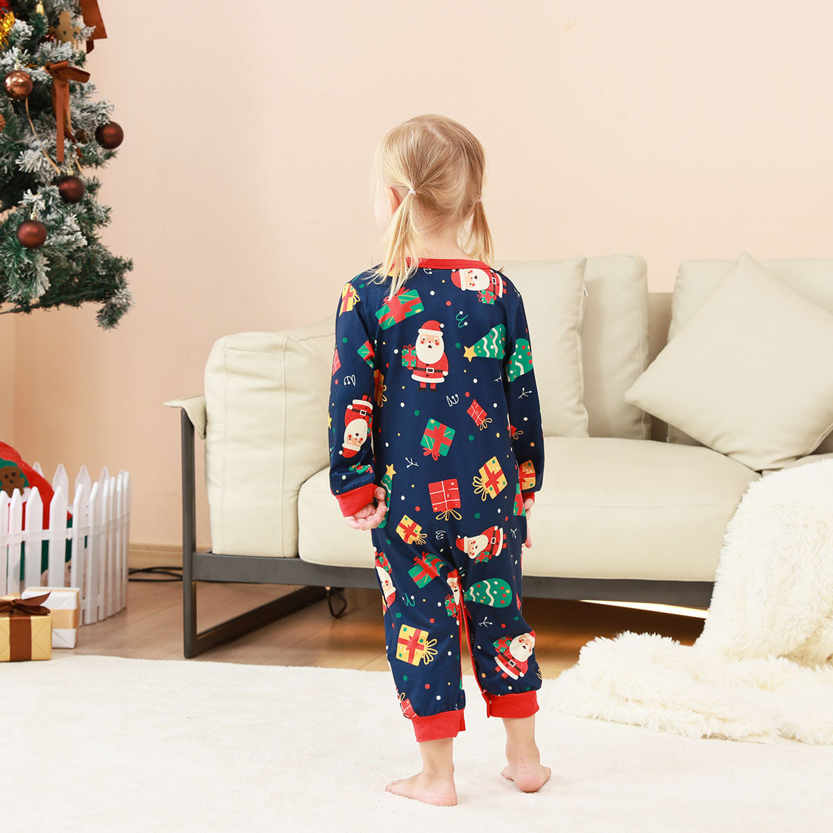 Grenouillère Bébé Bleu Nuit – Motifs Festifs Colorés | PyjamaFamille®