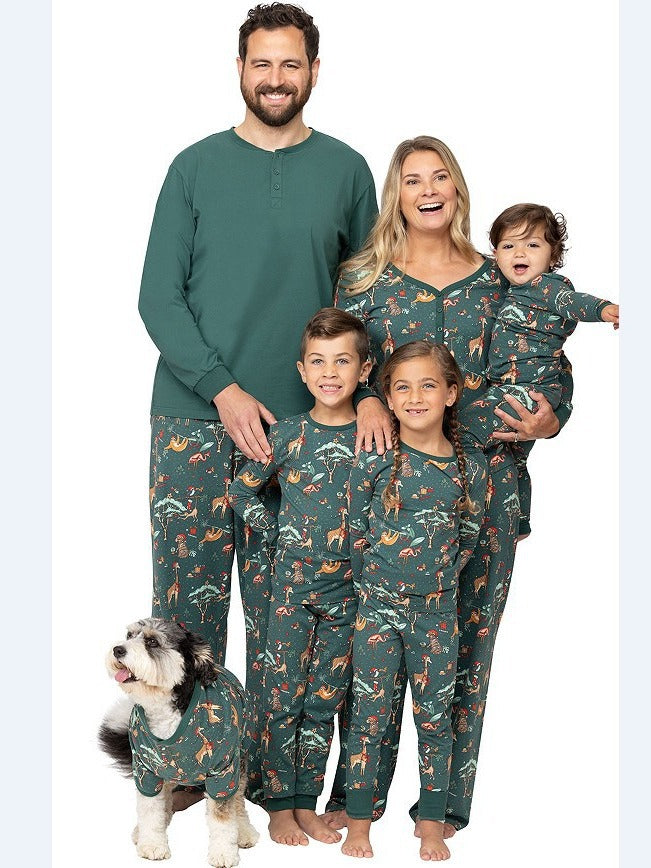 Pyjama Enfant Vert Sapin – Motifs Hivernaux | PyjamaFamille®