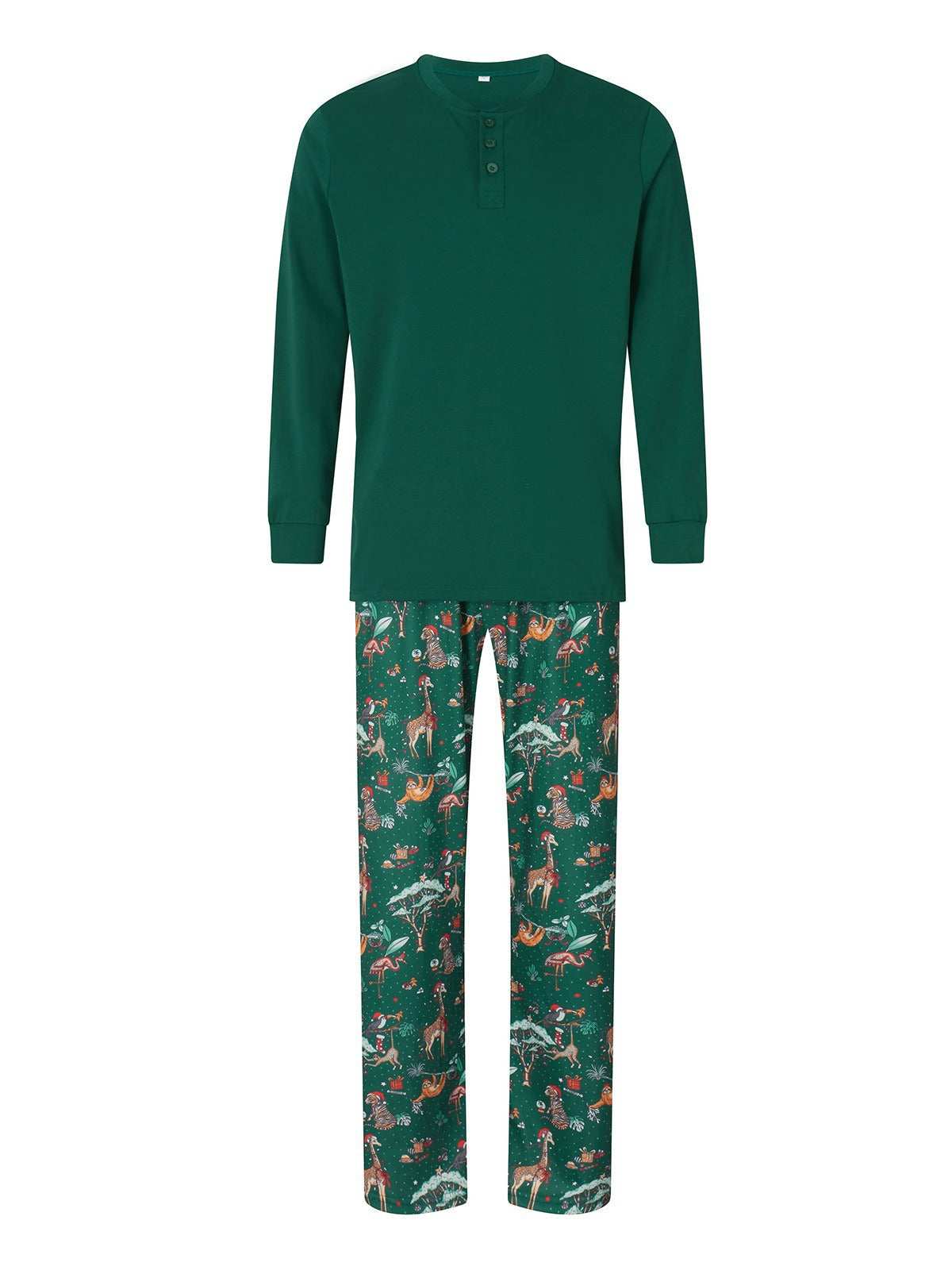 Pyjama Homme Vert Sapin – Motifs Hivernaux | PyjamaFamille®