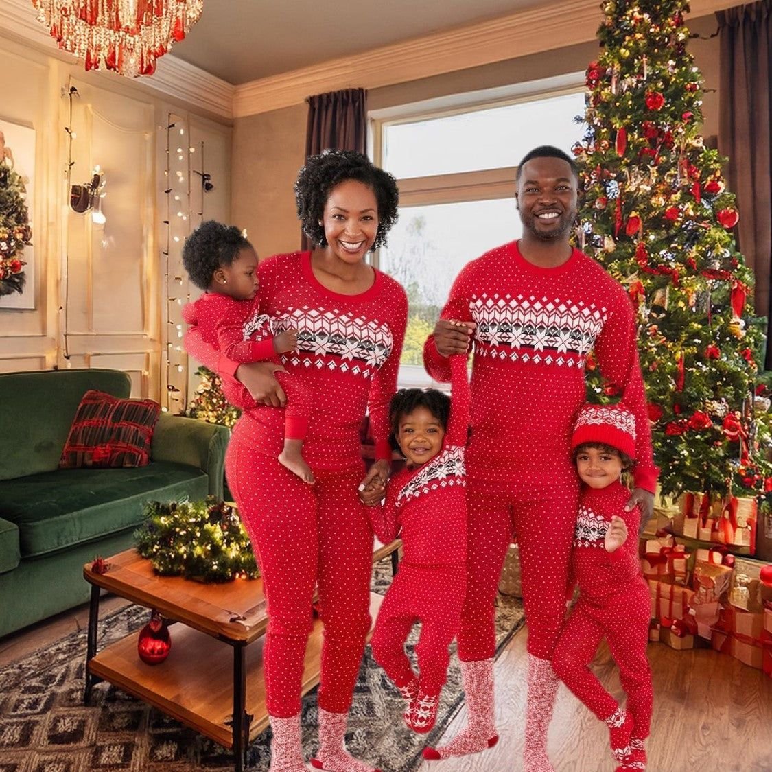 Pack Pyjamas Femme Enfant Bébé Rouges Nordiques de Noël – Confort absolu PyjamaFamille | ®